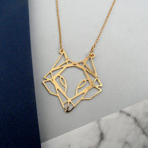 geometric fox head necklace by pieceofka
