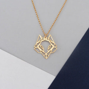 Mini Geometric Fox Head Necklace