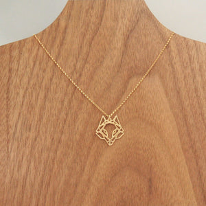 Mini Geometric Fox Head Necklace