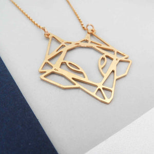 geometric fox head necklace by pieceofka