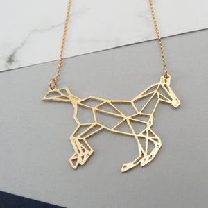 geometric horse necklace by pieceofka
