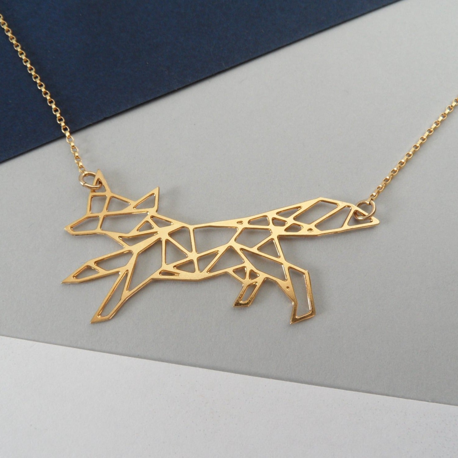 geometric fox necklace by pieceofka