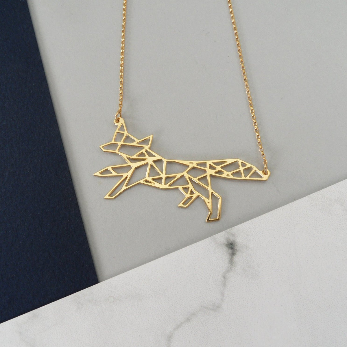 geometric fox necklace by pieceofka