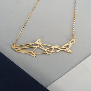 geometric shark necklace by pieceofka