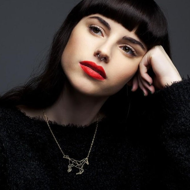 geometric horse necklace by pieceofka