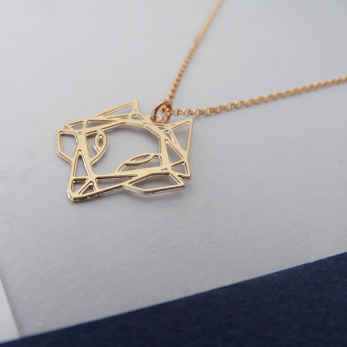 Mini Geometric Fox Head Necklace