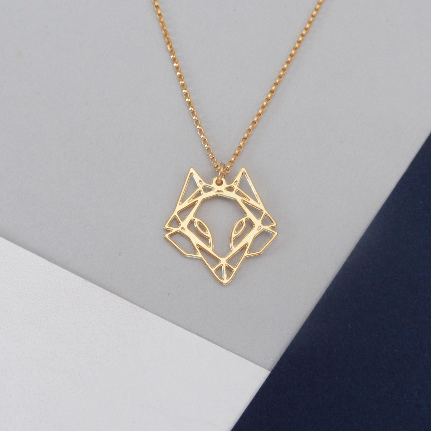 Mini Geometric Fox Head Necklace